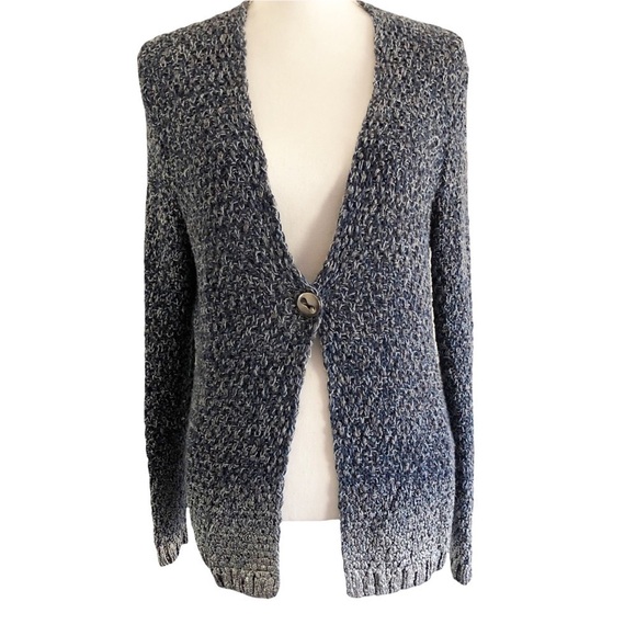 Coldwater Creek Sweater Blue Marled Knit Ombre Cardigan Medium - Picture 1 of 10